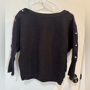 Jennifer Lopez Black Off-the-Shoulder Sweater